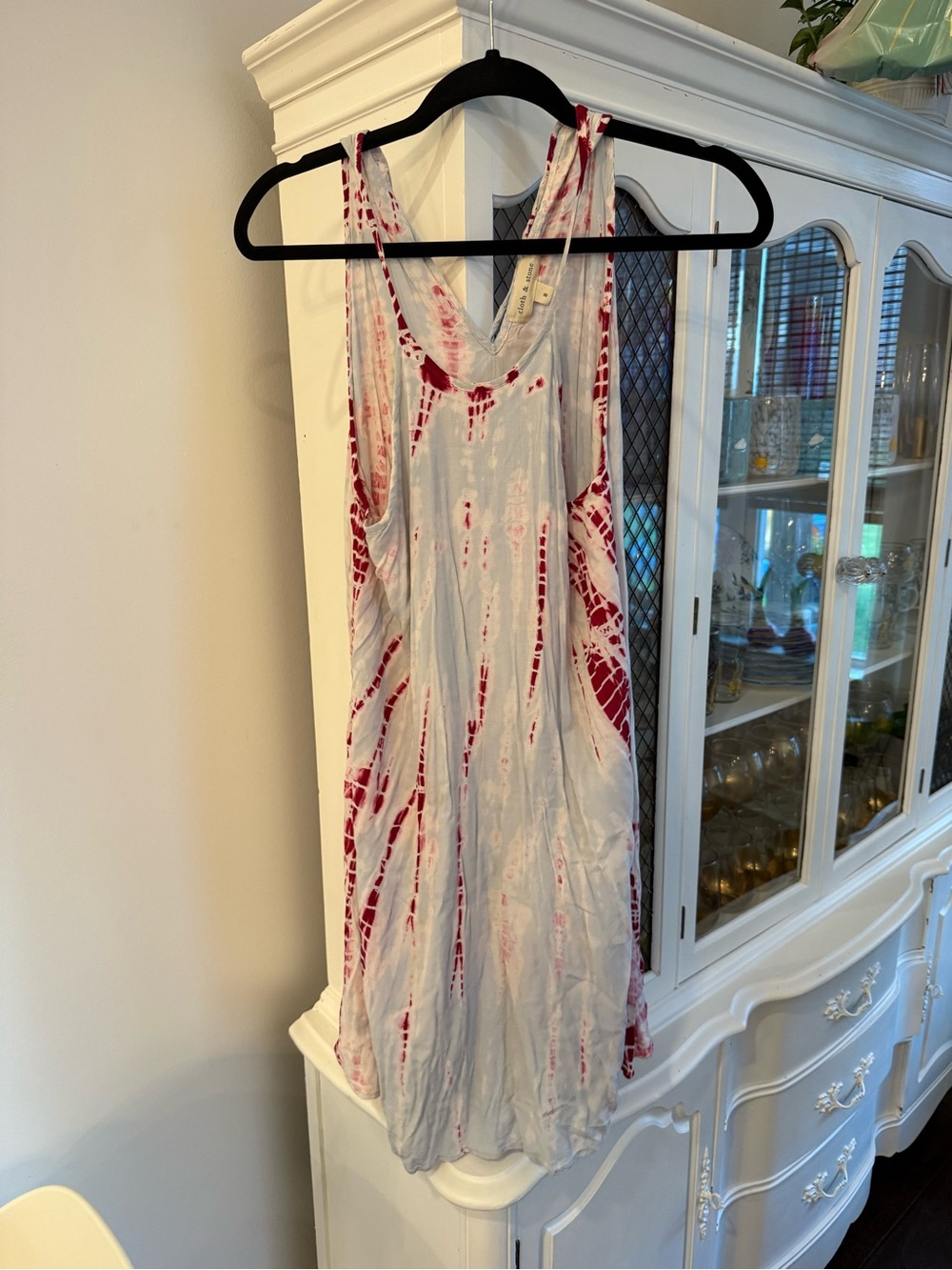 cloth & stone Tie-Dye Midi Dress in White and Red - Picture 1 of 2